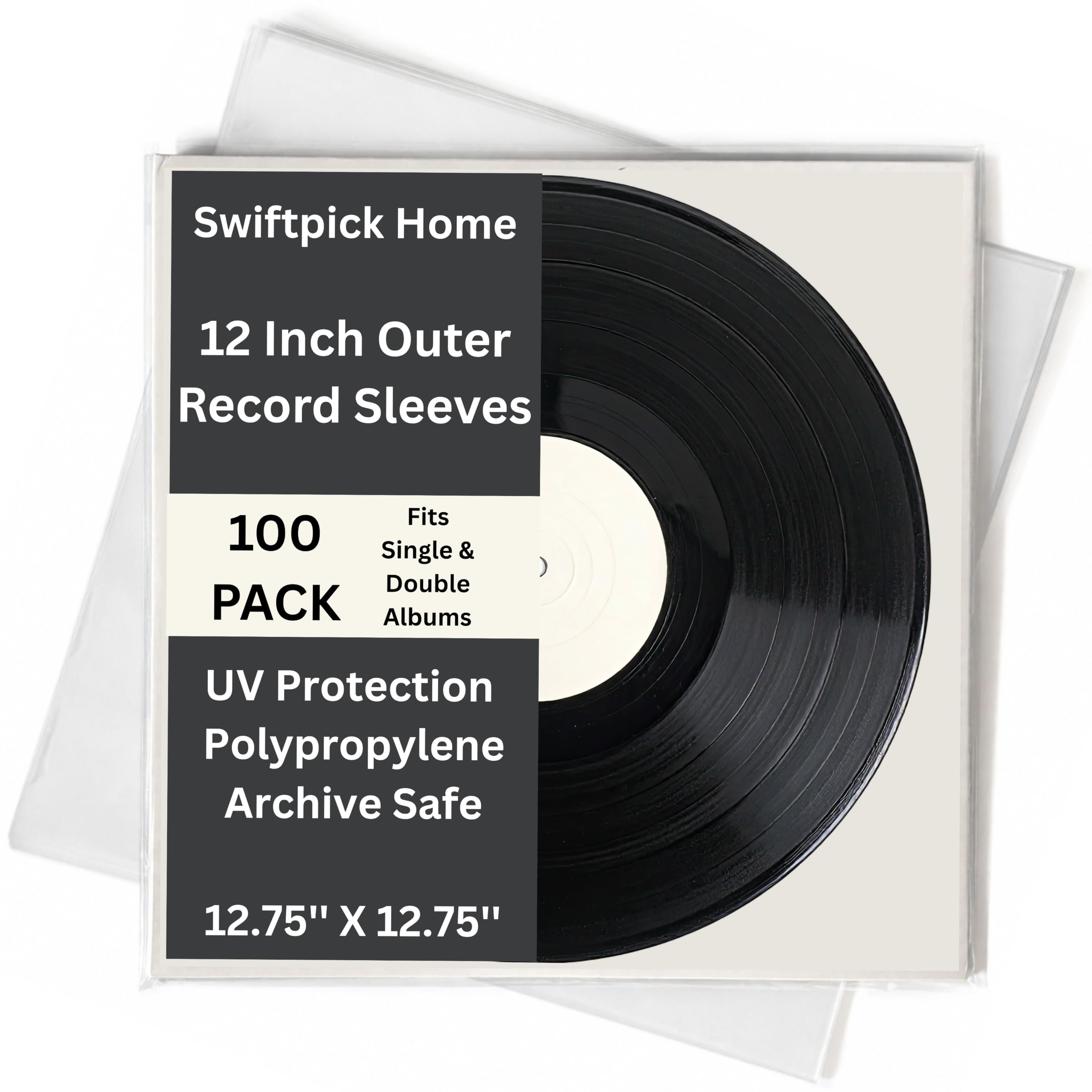 12 Inch Vinyl Record Sleeves, 100 Sleeves Per Pack - Case of 10
